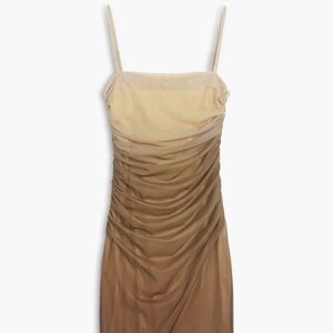 Cappuccino Ombre Mesh Zippered Long Dress